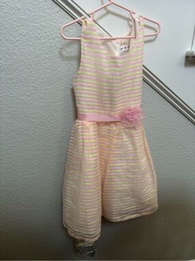 Beautees Pastel Pink & Yellow Striped Dress